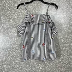 Collective Concepts Women’s Striped Off The Shoulder Peasant Blouse - Size XL